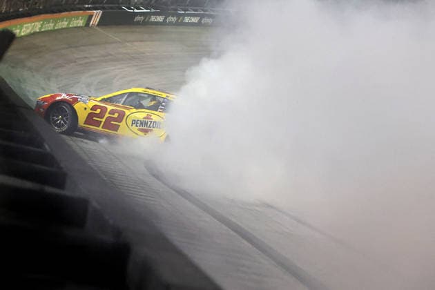 BRISTOL, TN - SEPTEMBER 19: Joey Logano ( 22 Team Penske Shell-Pennzoil Ford) celebrates after winning the NASCAR, Motorsport, USA Cup Series Playoffs Bass Pro Shops Night Race on September 19, 2026 at Bristol Motor Speedway in Bristol, TN. (Photo by Jeff Robinson Icon Sportswire) AUTO: SEP 19 NASCAR Cup Series Playoffs Bass Pro Shops Night Race EDITORIAL USE ONLY Icon26091921298