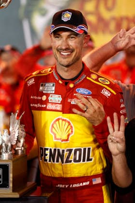 BRISTOL, TN - SEPTEMBER 19: Joey Logano ( 22 Team Penske Shell-Pennzoil Ford) celebrates after winning the NASCAR, Motorsport, USA Cup Series Playoffs Bass Pro Shops Night Race on September 19, 2026 at Bristol Motor Speedway in Bristol, TN. (Photo by Jeff Robinson Icon Sportswire) AUTO: SEP 19 NASCAR Cup Series Playoffs Bass Pro Shops Night Race EDITORIAL USE ONLY Icon26091921896