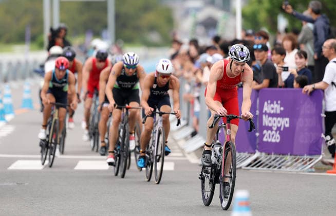 (260920) -- NAGOYA, Sept. 20, 2026 -- Athletes compete during the men s individual triathlon final at the 20th Asian Games Aichi-Nagoya 2026 in Gamagori City of Aichi prefecture, Japan, Sept. 20, 2026. ) (SP)JAPAN-NAGOYA-ASIAN GAMES-TRIATHLON-MEN S DengxHua