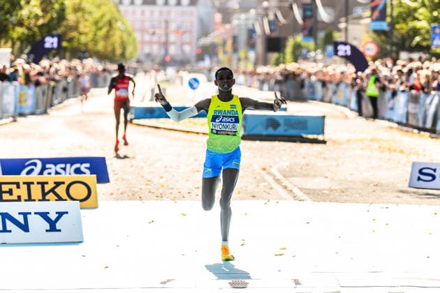 260920 Florence Niyonkuru of Rwanda celebrates after the Copenhagen Half Marathon in the World Athletics Road Running Championships on September 20, 2026 in Copenhagen. Photo: Mathilda Schuler BILDBYRAN kod MA MA1036 friidrott athletics friidrett world athletics road running championships copenhagen half marathon 2026 bbeng half marathon jubel Copyright: MATHILDAxSCHULER BB260920MA032