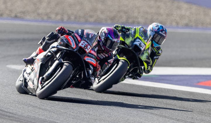 MOTORSPORTS - MotoGP, GP of Austria 2026 SPIELBERG,AUSTRIA,20.SEP.26 - MOTORSPORTS - MotoGP, Grand Prix of Austria, Red Bull Ring. Image shows Jorge Martin (ESP Aprilia Racing) and Raul Fernandez (ESP SuperFile Trackhouse MotoGP Team). Keywords: warm up.  GEPAxpictures xHaraldxSteiner