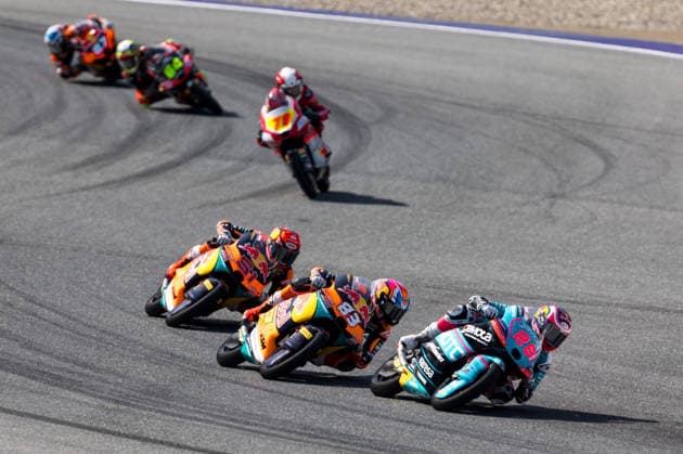 MOTORSPORTS - MotoGP, GP of Austria 2026 SPIELBERG,AUSTRIA,20.SEP.26 - MOTORSPORTS - Moto2, Grand Prix of Austria, Red Bull Ring. Image shows Brian Uriarte (ESP Red Bull KTM Ajo), çlvaro Carpe (ESP Red Bull KTM Ajo) and Maximo Quiles (ESP CFMOTO Gaviota Aspar Team).  GEPAxpictures xMaticxKlansek