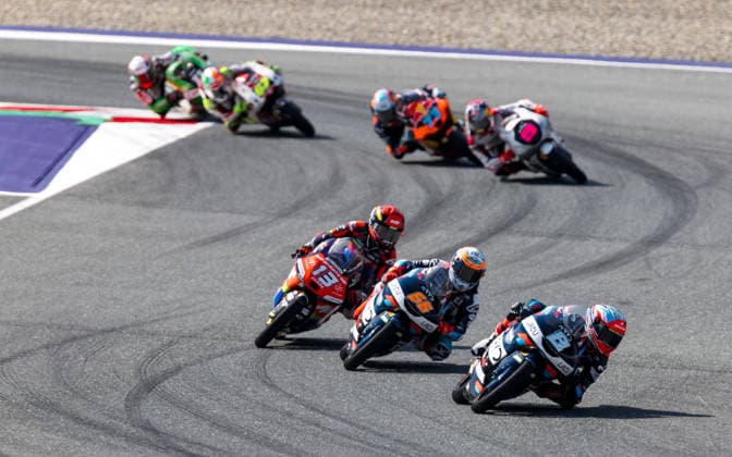 MOTORSPORTS - MotoGP, GP of Austria 2026 SPIELBERG,AUSTRIA,20.SEP.26 - MOTORSPORTS - Moto3, Grand Prix of Austria, Red Bull Ring. Image shows Hakim Danish (MAS AEON Credit - MT Helmets - MSI), Joel Kelso (AUS GRYD Racing) and Eddie O Shea (GBR GRYD Racing).  GEPAxpictures xMaticxKlansek
