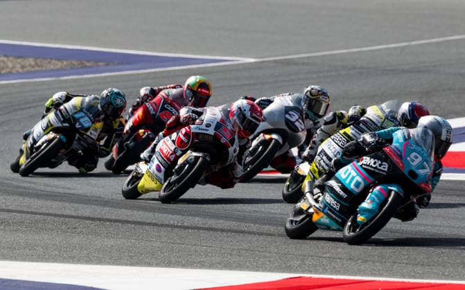 MOTORSPORTS - MotoGP, GP of Austria 2026 SPIELBERG,AUSTRIA,20.SEP.26 - MOTORSPORTS - Moto3, Grand Prix of Austria, Red Bull Ring. Image shows Nicola Carraro (ITA Rivacold Snipers Team), Leo Rammerstorfer (AUT SIC58 Squadra Corse) and Marco Morelli (ARG CFMOTO Gaviota Aspar Team).  GEPAxpictures xMaticxKlansek