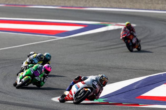 MOTORSPORTS - MotoGP, GP of Austria 2026 SPIELBERG,AUSTRIA,20.SEP.26 - MOTORSPORTS - Moto3, Grand Prix of Austria, Red Bull Ring. Image shows Nicola Carraro (ITA Rivacold Snipers Team), Scott Ogden (GBR CIP Green Power) and Zen Mitani (JPN Honda Team Asia).  GEPAxpictures xMaticxKlansek