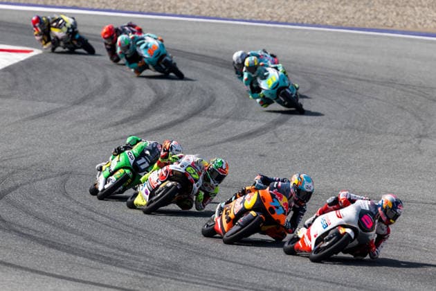 MOTORSPORTS - MotoGP, GP of Austria 2026 SPIELBERG,AUSTRIA,20.SEP.26 - MOTORSPORTS - Moto3, Grand Prix of Austria, Red Bull Ring. Image shows Adrian Cruces (ESP CIP Green Power), Casey O Gorman (IRL SIC58 Squadra Corse), Valentin Perrone (ARG Red Bull KTM Tech3) and Veda Pratama (INA Honda Team Asia).  GEPAxpictures xMaticxKlansek