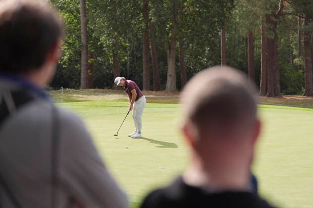 VIRGINIA WATER, ENGLAND - SEPTEMBER 20: Freddy Schott (GER) putts on the sixth green during Round 4 at the BMW PGA, Golf Herren Championship at Wentworth Golf Club, Virginia Water on September 20, 2026 in Surrey, England The BMW PGA Championship