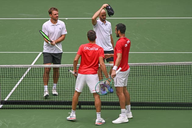 Kevin Krawietz GER Tim Pütz Puetz GER Nikola Mektic CRO Mate Pavic CRO 20.09.2026 ¢ Tennis ¢ Davis Cup Qualifiers 2. Runde ¢ Deutschland vs Kroatien , heristo-arena, Halle (Westfalen), NRW Germany