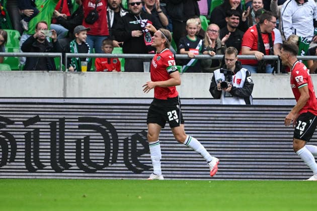 2. Bundesliga - Hannover 96 - VfL Bochum am 20.09.2026 in der HDI Arena in Hannover Jubel, Torjubel, Torschuetze, Torschütze Stefan Teitur Thordarson (Hannover) jubelt nach seinem Tor zum 1:0.