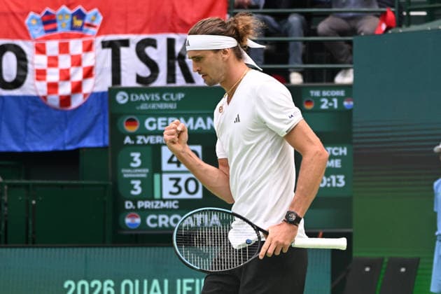 Alexander Zverev GER ballt die Faust 20.09.2026 ¢ Tennis ¢ Davis Cup Qualifiers 2. Runde ¢ Deutschland vs Kroatien , heristo-arena, Halle (Westfalen), NRW Germany