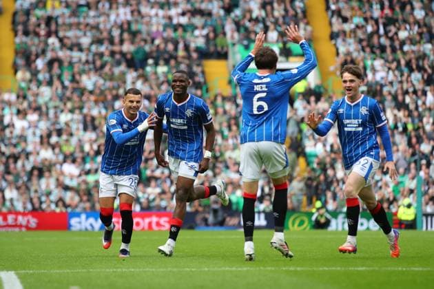 Olwethu Makhanya of Rangers celebrates his goal with his team mates but is ruled out by VAR during the William Hill Scottish Premiership match at Parkhead, Glasgow. Celtic v Rangers - William Hill Scottish Premiership - Parkhead, Glasgow, Lanarkshire, Scotland, UK - 20 Sep 2026Glasgow Parkhead Lanarkshire United Kingdom  Copyright: xO Rourke RangersxFC Shutterstockx 17159973fj