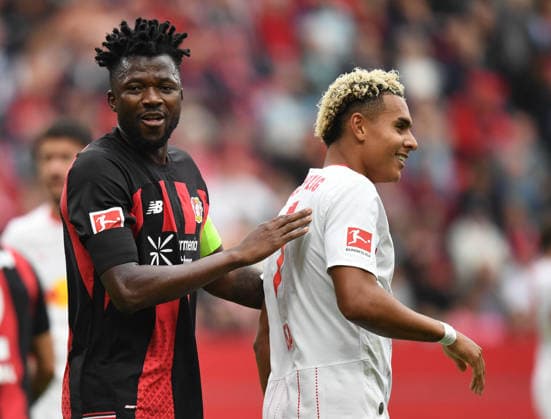 20.09.2026, xophax, Fussball 1.Bundesliga, Bayer 04 Leverkusen - RB Leipzig Edmond Tapsoba , links ( Bayer 04 ) und Antonio Nusa , rechts ( RB Leipzig ) (DFL DFB REGULATIONS PROHIBIT ANY USE OF PHOTOGRAPHS as IMAGE SEQUENCES and or QUASI-VIDEO) Leverkusen