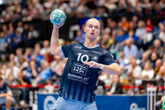 Düsseldorf, 20.09.2026, Handball, Herren, Opel Bundesliga, 5. Spieltag, 2026 2027: Bergische HC Füchse Berlin Fynn Hangstein (Bergischer HC, 10) beim Siebenmeter