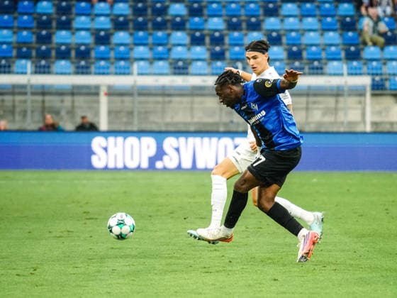 20.09.2026, xwppx, Fussball 3.Liga, SV Waldhof Mannheim - Preußen Münster v.l. Torschuss Owono-Darnell Keumo (SV Waldhof Mannheim)