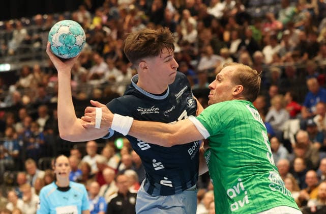 v.l. Sören Steinhaus (Bergischer HC 53), Max Darj (Füchse Berlin 05) GER, Bergischer HC vs. Fuechse Berlin, Handball, Opel Handball-Bundesliga, 5. Spieltag, Spielzeit 2026 2027, 20.09.2026 GER, Bergischer HC vs. Fuechse Berlin, Handball, Opel Handball-Bundesliga, 5. Spieltag, Spielzeit 2026 2027, 20.09.2026 Duesseldorf Copyright: xEibner-Pressefoto ThomasxStoeckex EP_TSR