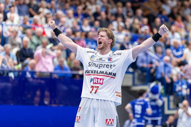 Maciej Gebala (HC Erlangen, 77) jubelt GER, TBV Lemgo Lippe vs. HC Erlangen, Handball, 1. Bundesliga, 5. Spieltag, Spielzeit 2026 2027, 20.09.2026 GER, TBV Lemgo Lippe vs. HC Erlangen, Handball, 1. Bundesliga, 5. Spieltag, Spielzeit 2026 2027, 20.09.2026 Lemgo Copyright: xEibner-Pressefoto JanxRollingerx EP_JSK