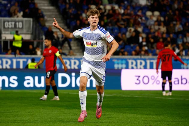 20.09.2026, xavx, Fussball 3.Liga, SV Wehen Wiesbaden - MSV Duisburg v.l. Frederik Christensen (MSV Duisburg) celebrate the goal, Der Torjubel zum 0:3 Wiesbaden