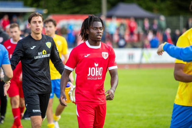 Gibson Adu (GFC) GER, Fussball, Herren, Regionalliga Nordost, Saison 2026-2027, 9. Spieltag, Greifswalder FC - FSV 63 Luckenwalde