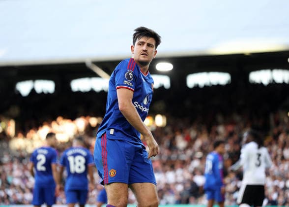 20th September 2026; Craven Cottage, London, England; Premier League Football, Fulham versus Manchester United, ManU Harry Maguire of Manchester United JohnxPatrickxFletcher