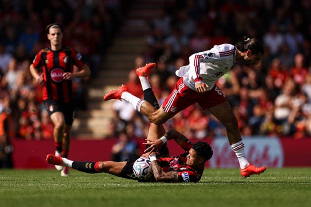 AFC Bournemouth v Liverpool 20 September 2026, Bournemouth - Premier League Football - AFC Bournemouth v Liverpool - Evanilson of Bournemouth and Dominik Szoboszlai of Liverpool - Photo: Jacques Feeney Offside. Bournemouth UK Copyright: xJacquesxFeeneyx xOffsidexOffside