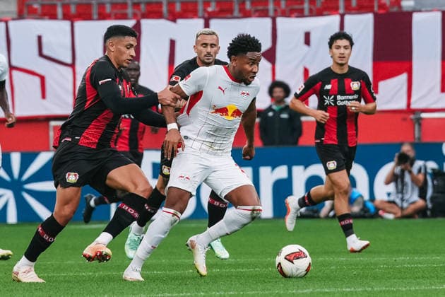 20.09.2026, xjmrgnx, Fussball 1.Bundesliga, Bayer 04 Leverkusen - RB Leipzig v.l. Zweikampf zwischen Equi Fernandez (6, Leverkusen) und Christopher Nkunku (28, Leipzig) (DFL DFB REGULATIONS PROHIBIT ANY USE OF PHOTOGRAPHS as IMAGE SEQUENCES and or QUASI-VIDEO) Leverkusen
