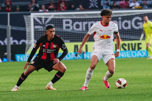 20.09.2026, xjmrgnx, Fussball 1.Bundesliga, Bayer 04 Leverkusen - RB Leipzig v.l. Zweikampf zwischen Equi Fernandez (6, Leverkusen) und Neil El Aynaoui (21, Leipzig) (DFL DFB REGULATIONS PROHIBIT ANY USE OF PHOTOGRAPHS as IMAGE SEQUENCES and or QUASI-VIDEO) Leverkusen