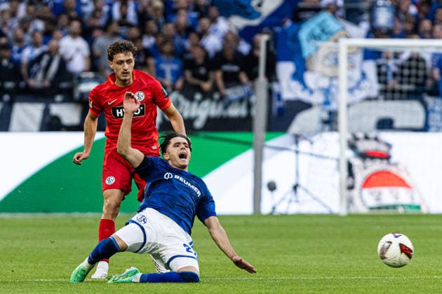1. Bundesliga: FC Schalke 04 - SV Elversberg; 20.09.2026 Soufiane El-Faouzi (FC Schalke 04, 23), 1. Fußball Bundesliga 4.Spieltag: FC Schalke 04 - SV Elversberg; Veltins Arena, Gelsenkirchen; 20.09.2026 DFL regulations prohibit any use of photographs as image sequences and or quasi video. Copyright: xBEAUTIFULxSPORTS Buriakovx