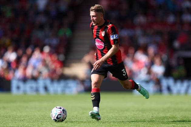 Bournemouth, England, 20th September 2026. Adrien Truffert of AFC Bournemouth during the AFC Bournemouth vs Liverpool Premier League match at the Vitality Stadium, Bournemouth. Picture credit should read: Paul Terry Sportimage EDITORIAL USE ONLY. No use with unauthorised audio, video, data, fixture lists, club league logos or live services. Online in-match use limited to 120 images, no video emulation. No use in betting, games or single club league player publications. SPI_051_PT_Bournemouth_Liverpool SPI-5013-0049