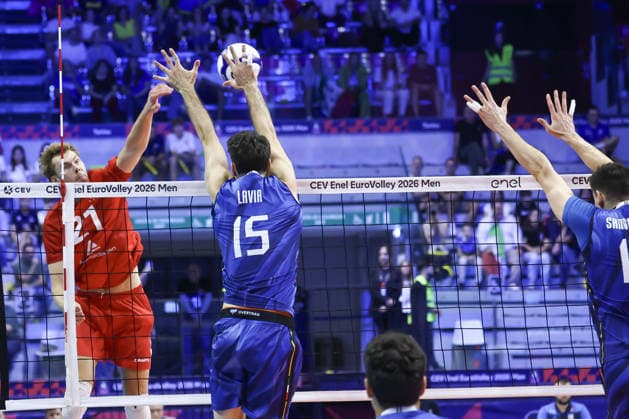 IPA88775807 - 21 Jensen Mads Kyed (Denmark) during the round of 16 of the CEV Enel EuroVolley 2026 match between Italy and Denmark at PalaVela in Turin, Italy, on September 20, 2026, during the Italy vs. Denmark match, CEV EuroVolley Men’s match in Turin, Italy, September 20, 2026  Copyright: xValerioxOrigo IPAxSportx xx IPA88775807