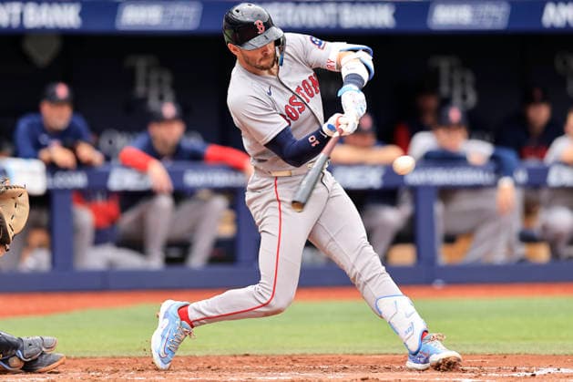 September 20, 2026, St. Petersburg, Florida, USA: Boston Red Sox shortstop Trevor Story (10) grounds into a double play to second base during an MLB, Baseball Herren, USA game against the Tampa Bay Rays on September 20, 2026 at Tropicana Field. The Rays beat the Red Sox 5-1. MLB 2026: Tampa Bay Rays 5 : 1 Boston Red Sox  - ZUMAh180 20260920_zsp_h180_050 Copyright: xKimxHukarix