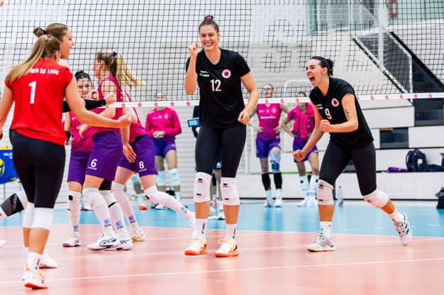 20.09.2026, GER, Volleyball, Frauen, Funke Volley Cup, Saison 26 27, 3. Turniertag, Dresdner SC (Dresdner Sportclub 1898) - KS DevelopRes Rzeszow Mette Marleen Pfeffer (Dresdner Sportclub 1898 Dresdner SC), Maia Patricia Dvoracek (Dresdner Sportclub 1898 Dresdner SC) 99089 Erfurt Sporthalle Sportanlage Rieths Thüringen Deutschland