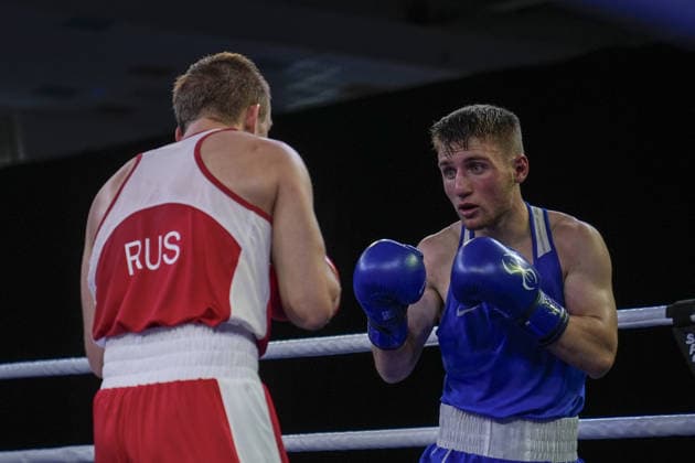 European Boxing Championships in Sofia SOFIA, BULGARIA - SEPTEMBER 21: Turkish boxer Mehmethan Cinar (blue) competes against Russian opponent Vsevolod Shumkov (red) during their men s 60kg match at the 2026 European Boxing Championships at Asics Arena in Sofia, Bulgaria, on September 21, 2026. Osmancan Gurdogan Anadolu Sofia Bulgaria. Editorial use only. Please get in touch for any other usage.  Copyright: x2026xAnadoluxOsmancanxGurdoganx