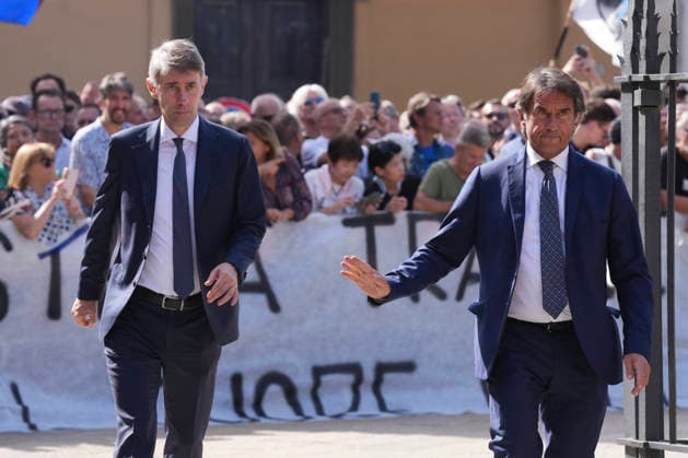 Frederick Massara e Giovanni Carnevali ai Funerali di Sandro Mazzola presso la Basilica di Sant Ambrogio, Milano (Italy) September 21 2026 (Photo Claudio Furlan LaPresse) Sandro Mazzola s funeral at the Basilica of Sant Ambrogio, Milan (Italy), September 21, 2026  Copyright: xClaudioxFurlan LaPressex