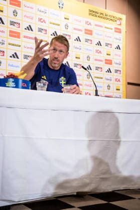 260921 Head coach Graham Potter of the Swedish national football team during a press conference, PK, Pressekonferenz on September 21, 2026 in Stockholm. Photo: Joel Marklund BILDBYRAN kod JM JM0853 bbeng fotboll football soccer fotball nations league uefa nations league presskonferens press conference sverige sweden sverige a Copyright: JOELxMARKLUND BB260921JM020