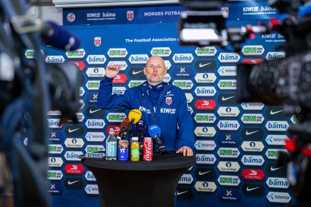 260921 Stale Solbakken, head coach of the Norwegian national football team, during a press event on September 21, 2026 in Oslo. Photo: Vegard Grott BILDBYRAN kod VG VG0999 bbeng fotball football fotboll nations league norge norway press event pressetreff Copyright: VEGARDxGRoTT BB260921VG001