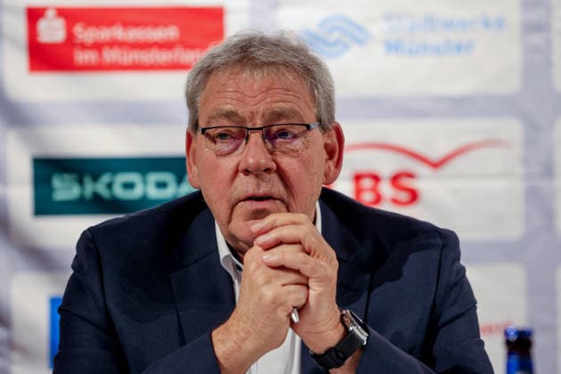 Rainer Bergmann, Gesamtleitung des Sparkassen Münsterland Giro. Vorstellung der Streckenverläufe und der Aktionen und Zahlen des in diesem Jahr zum 20. mal stattfindenden Radrennen. In diesem Jahr startet das Radrennen in Borken im Westmünsterland. Borken, Nordrhein-Westfalen, DEU, Deutschland, 21.09.2026 Pressekonferenz Sparkassen Münsterland Giro.