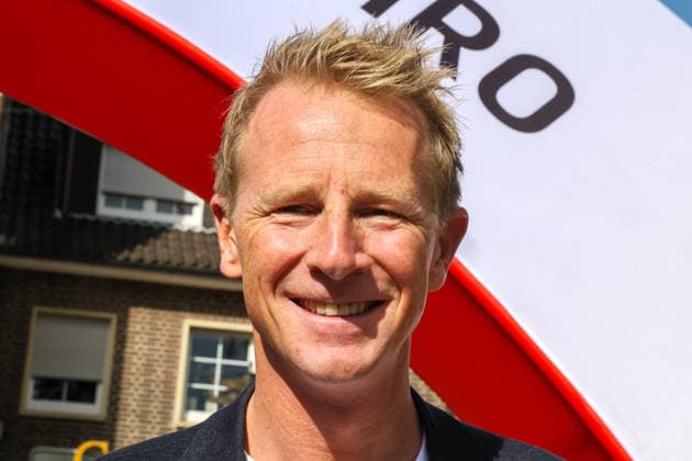Fabian Wegmann, Sportlicher Leiter des Sparkassen Münsterland Giro. Vorstellung der Streckenverläufe und der Aktionen und Zahlen des in diesem Jahr zum 20. mal stattfindenden Radrennen. In diesem Jahr startet das Radrennen in Borken im Westmünsterland. Borken, Nordrhein-Westfalen, DEU, Deutschland, 21.09.2026 Pressekonferenz Sparkassen Münsterland Giro.