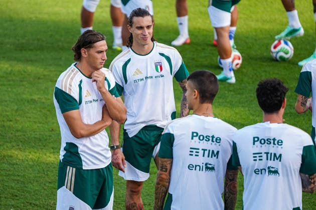 Francesco Pio Esposito and Riccardo Calafiori during the Italia team training at federal technical center of Coverciano, Florence, Italy - September 21, 2026. - Soccer  Copyright: xSaraxEsposito LaPressex