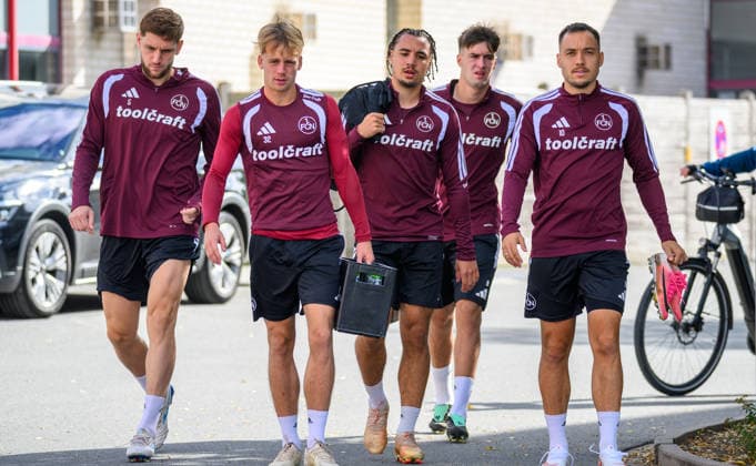 21.09.2026 - Fussball - 2. Fussball - Bundesliga - Saison 2026 2027 - 1. FC Nürnberg Nuernberg FCN ( Club ) - Training - Sportfoto Zink - xwoxzix - Styopa Mkrtchyan (5, 1. FC Nürnberg FCN ) Tim Janisch (32, 1. FC Nürnberg FCN ) Rafael Lubach (18, 1. FC Nürnberg FCN ) Javier Fernandez (8, 1. FC Nürnberg FCN ) Julian Justvan (10, 1. FC Nürnberg FCN )