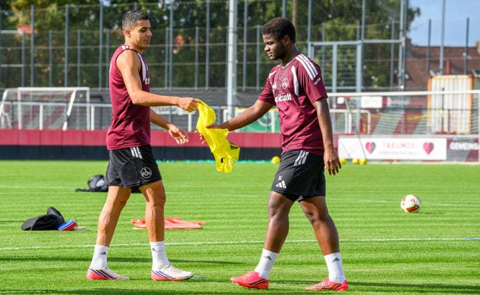 21.09.2026 - Fussball - 2. Fussball - Bundesliga - Saison 2026 2027 - 1. FC Nürnberg Nuernberg FCN ( Club ) - Training - Sportfoto Zink - xwoxzix - Ioannis Masouras (21, 1. FC Nürnberg FCN ) Mikayil Faye (15, 1. FC Nürnberg FCN )