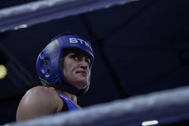 2026 European Boxing Championships in Bulgaria SOFIA, BULGARIA - SEPTEMBER 21: Esra Yildiz Kahraman (blue) of Turkiye competes against Elise Glynn (red) of Great Britain during the women s 57 kg category match at the 2026 European Boxing Championships at the Asics Arena in Sofia, Bulgaria on September 21, 2026. Osmancan Gurdogan Anadolu Sofia Bulgaria. Editorial use only. Please get in touch for any other usage.  Copyright: x2026xAnadoluxOsmancanxGurdoganx
