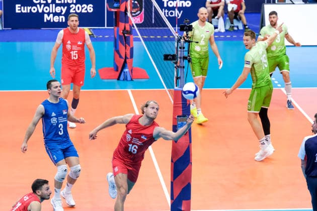 September 21, 2026, Turin, Italy: DraÅ¾en Luburi? of Serbia seen in action during the Final Eight of the CEV Enel EuroVolley 2026 Men match between Slovenia and Serbia at PalaVela. Slovenia wins the match against Serbia with a score 3-0. Slovenia Vs Serbia In Turin, Italy - 21 Sep 2026  - ZUMAs197 20260921_aaa_s197_210 Copyright: xDavidexDixLallax