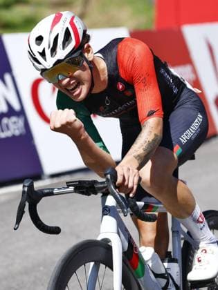 Aichi-Nagoya Asian Games: Cycling road Afghanistan s Fariba Hashimi reacts after winning the Aichi-Nagoya Asian Games women s cycling road race silver in Shinshiro in Aichi Prefecture, central Japan, on Sept. 22, 2026.  A14AA0005628248P
