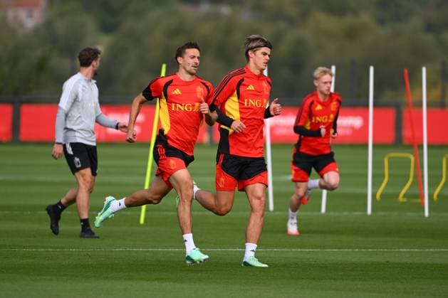 Italy v Belgium - UEFA Nations League 2026 Media Activities 22 09 2026 TUBIZE, BELGIUM - SEPTEMBER 22 : Castagne Timothy defender of Belgium, De Ketelaere Charles midfielder of Belgium pictured during a training session ahead of the UEFA Nations League tournament league phase matchday 1 group A1 match between Italy and Belgium on September 22, 2026 in Tubize, Belgium, 22 09 2026 Tubize Belgium  Copyright: xVincentxKalutx
