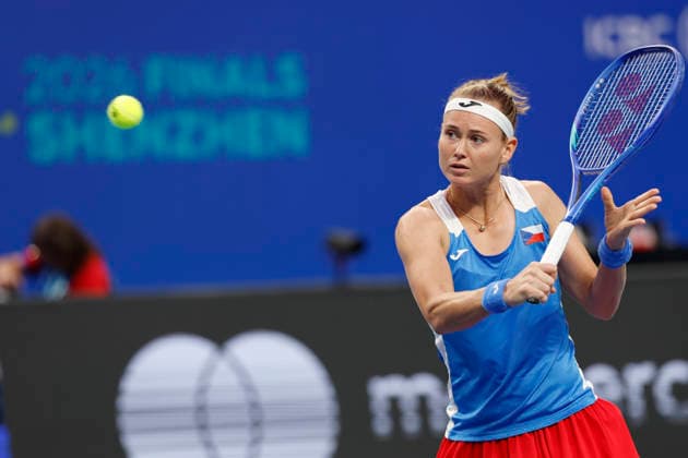 Marie Bouzkova, a Czech tennis player, during the Czech Republic vs. Great Britain match in the final round of the 2026 Billie Jean King Cup, September 22, 2026, Shenzhen, China. (CTKxPhoto PavelxLebeda) CTKPhotoF202609220007801  CTKPhotoF202609220007801