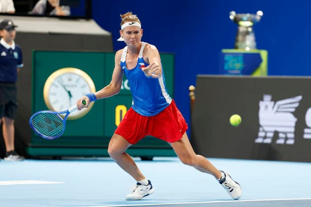Marie Bouzkova, a Czech tennis player, during the Czech Republic vs. Great Britain match in the final round of the 2026 Billie Jean King Cup, September 22, 2026, Shenzhen, China. (CTKxPhoto PavelxLebeda) CTKPhotoF202609220010401  CTKPhotoF202609220010401