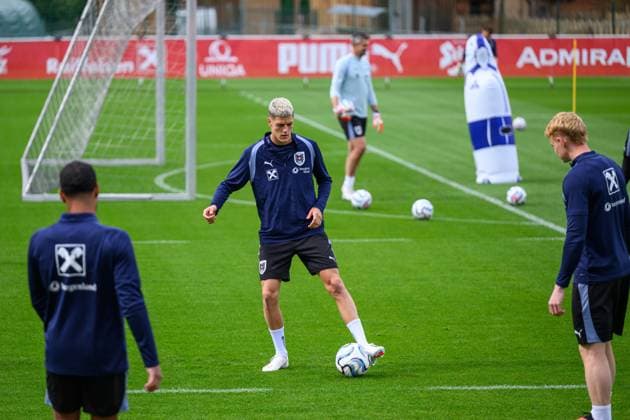 SOCCER - NL, AUT vs ISR WINDISCHGARSTEN,AUSTRIA,22.SEP.26 - SOCCER - UEFA Nations League, group stage, OEFB international match, Länderspiel, Nationalmannschaft Austria vs Israel, preview, training team AUT. Image shows Vasilije Markovic (AUT).  GEPAxpictures xChristianxMoser