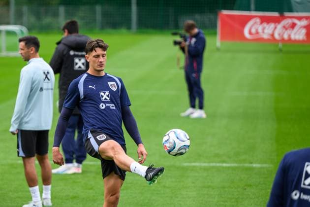 SOCCER - NL, AUT vs ISR WINDISCHGARSTEN,AUSTRIA,22.SEP.26 - SOCCER - UEFA Nations League, group stage, OEFB international match, Länderspiel, Nationalmannschaft Austria vs Israel, preview, training team AUT. Image shows Felix Bacher (AUT).  GEPAxpictures xChristianxMoser