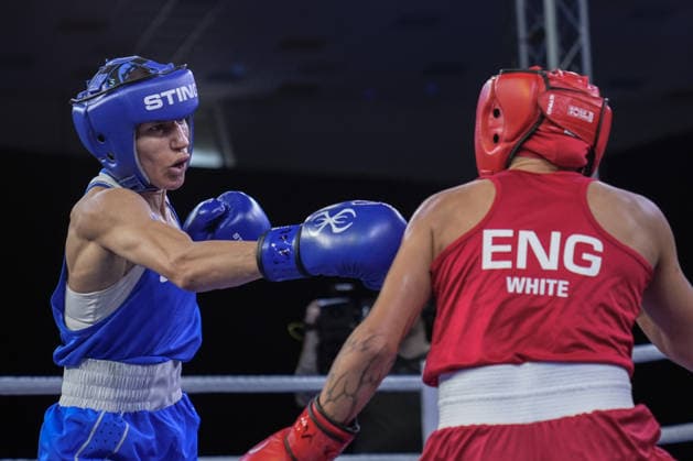 2026 European Boxing Championships in Bulgaria SOFIA, BULGARIA - SEPTEMBER 22: Hatice Akbas (blue) of Turkiye competes against Ruby White (red) of England in the women s 51kg category during the 2026 European Boxing Championships at Asics Arena in Sofia, Bulgaria, on September 22, 2026. Osmancan Gurdogan Anadolu Sofia Bulgaria. Editorial use only. Please get in touch for any other usage.  Copyright: x2026xAnadoluxOsmancanxGurdoganx