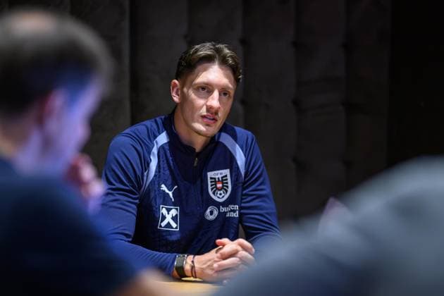 SOCCER - NL, AUT vs ISR WINDISCHGARSTEN,AUSTRIA,22.SEP.26 - SOCCER - UEFA Nations League, group stage, OEFB international match, Länderspiel, Nationalmannschaft Austria vs Israel, preview, press conference, PK, Pressekonferenz team AUT. Image shows Felix Bacher (AUT). GEPAxpictures xChristianxMoser